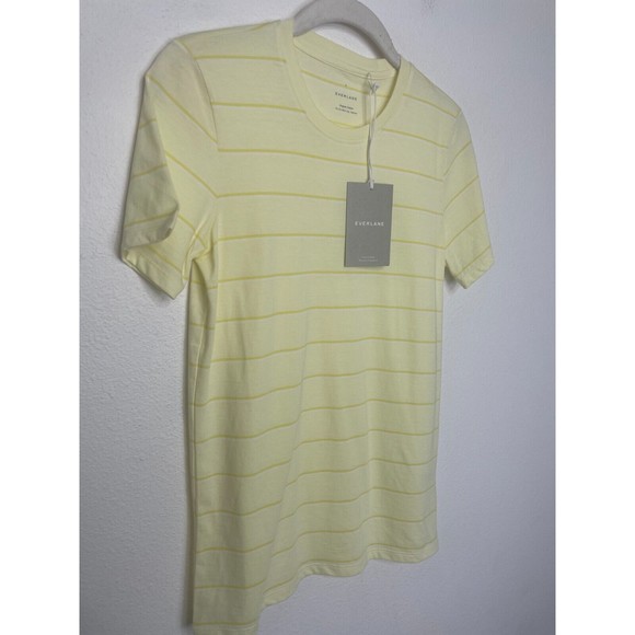 Everlane Small Organic Cotton Striped Tee Yellow Crewneck Short Sleeve NWT - Picture 3 of 9